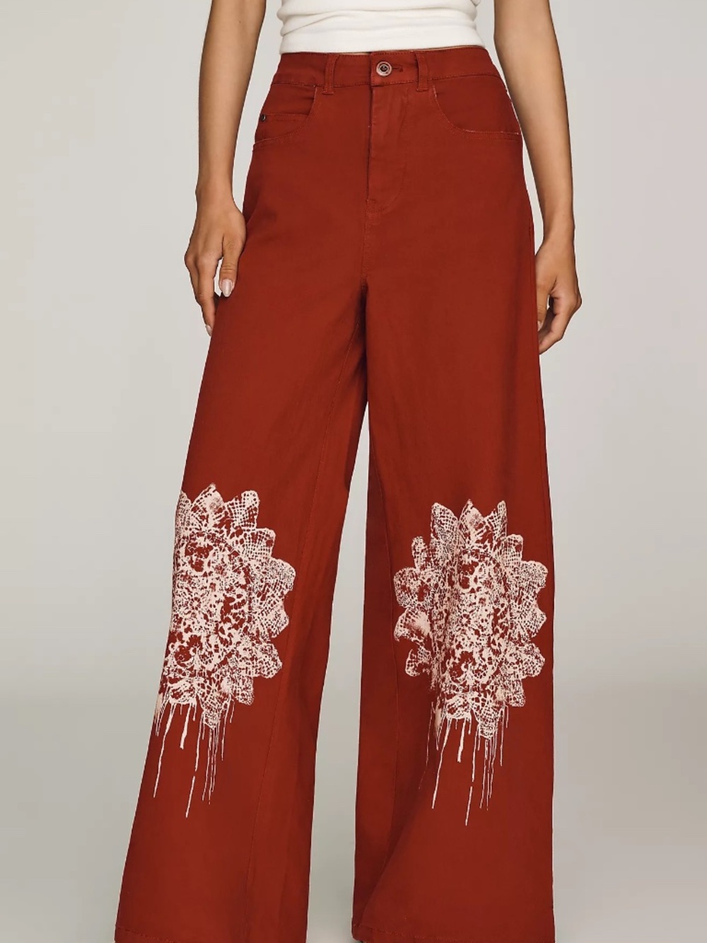 Pilcro Printed Lacework Wide-Leg Pants - Picture 3 of 7